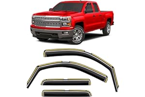 CZShiYue in-Channel Window Rain Guards Fit for 2014-2018 Chevrolet(Chevy) Silverado & GMC Sierra Crew Cab Truck Extra Durable Deflectors Window Vent Visors Shades Exterior Car Accessories