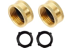 Hourleey Brass Garden Hose End Caps, 2 Pack 3/4" Female End Cap, Garden Hose End Caps with 2 Washers
