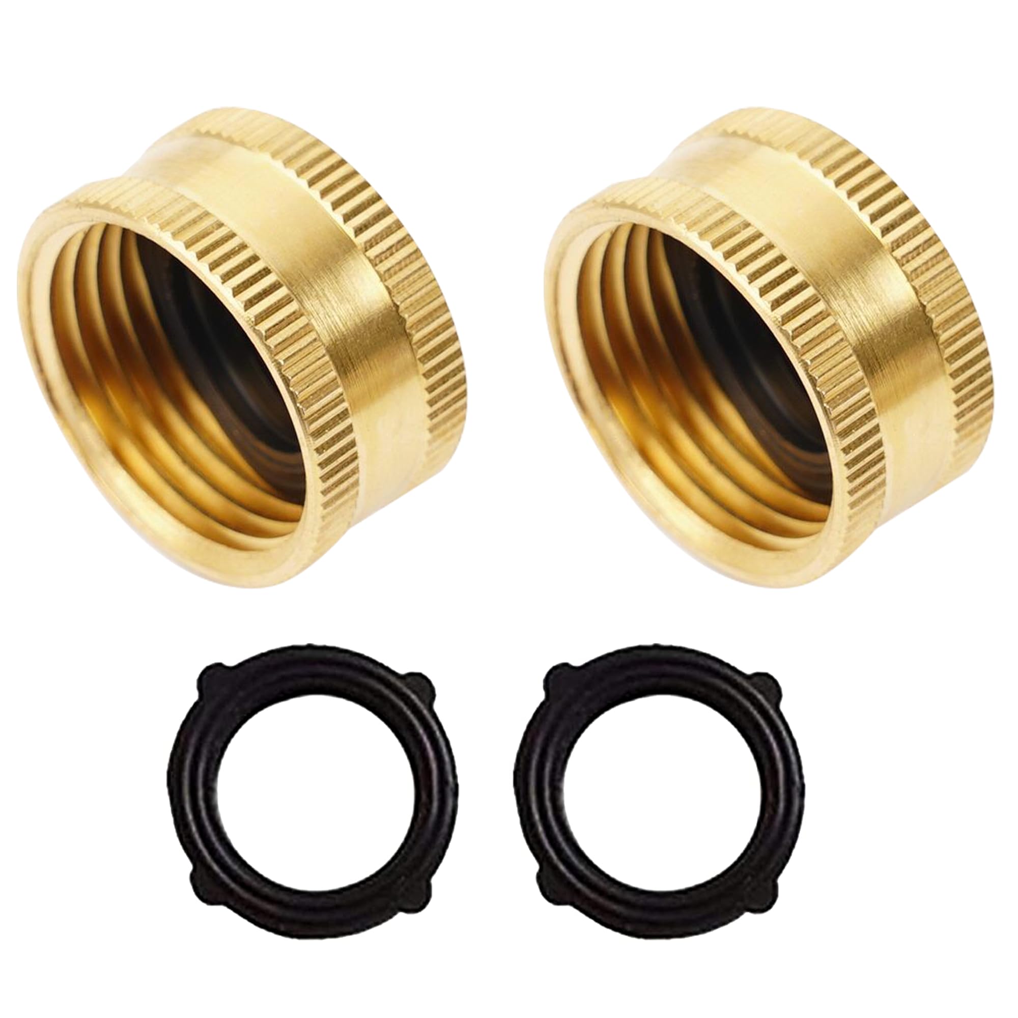 Photo 1 of Hourleey Brass Garden Hose End Caps, 2 Pack 3/4" Female End Cap, Garden Hose End Caps with 2 Washers