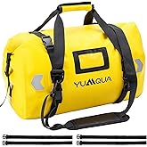 YUMQUA Waterproof Duffel Bag, Motorcycle Duffle Bag, Heavy Duty Roll Top Large Dry Bags Waterproof with Durable Straps & Handle for Travel Outdoor Boating Rafting Kayaking Camping Paddle boarding