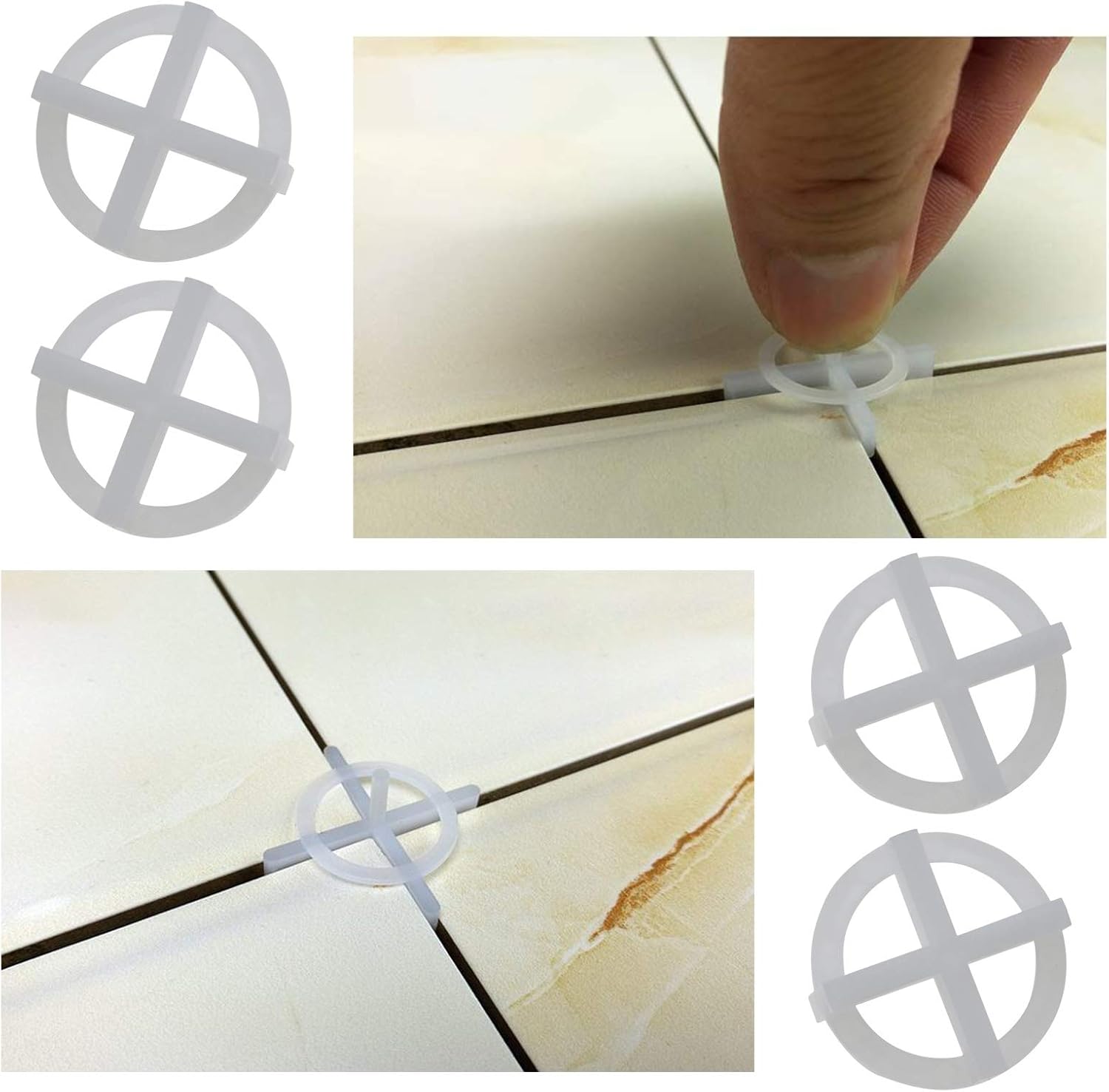 200x 3mm Tile Slot Cross Leveling System Spacer Plastic Clips Reusable Tiling Tools White for Spacing of Wall or Floor Tiles - - 