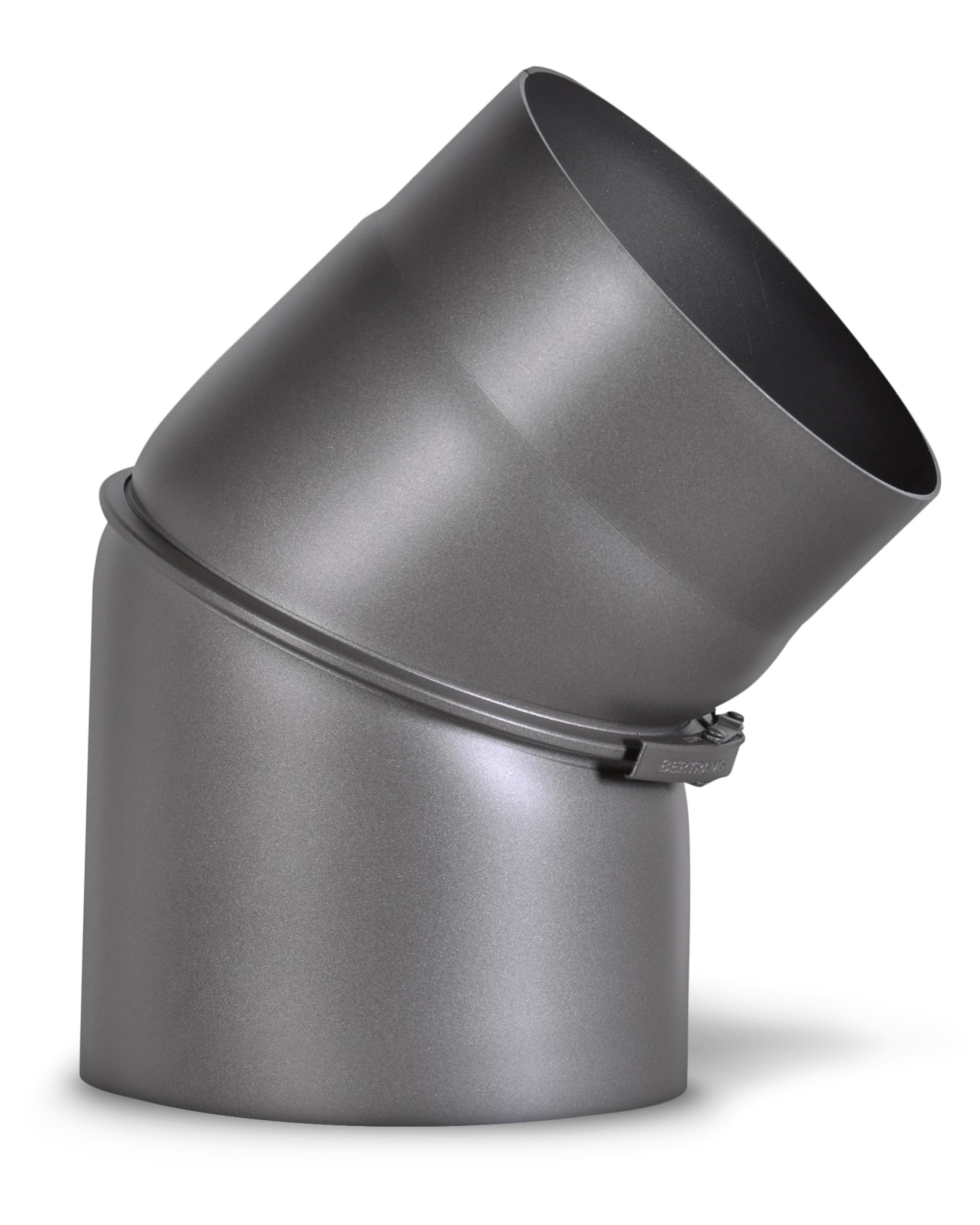 Firefix RD150/B45 Stove Pipe Bend 2 mm Thick Steel (Smoke Tube) 150 mm Diameter for Stoves and Fis Senotherm Dark Grey Adjustable 0-45 Degrees No Cleaning Door Black
