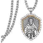 Hantuorui St Francis of Assisi Necklace 925 Sterling Silver Patron Amulet Medal Jewelry for Men Women