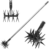 CKLT 66in Rotary Cultivator Garden Tool with Tempered Spring Steel Tines | Adjustable Stainless Steel Handle Manual Hand Tiller for Gardening, for Loosening Soil, Mixing Fertilizer, Garden Beds