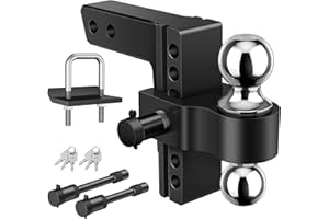 Kohree 2-in-1 Adjustable Trailer Hitch, 6" Drop/Rise Tow Hitch Fits 2inch Receiver, Dual Ball 2" & 2-5/16"(12,500 lbs GTW), A