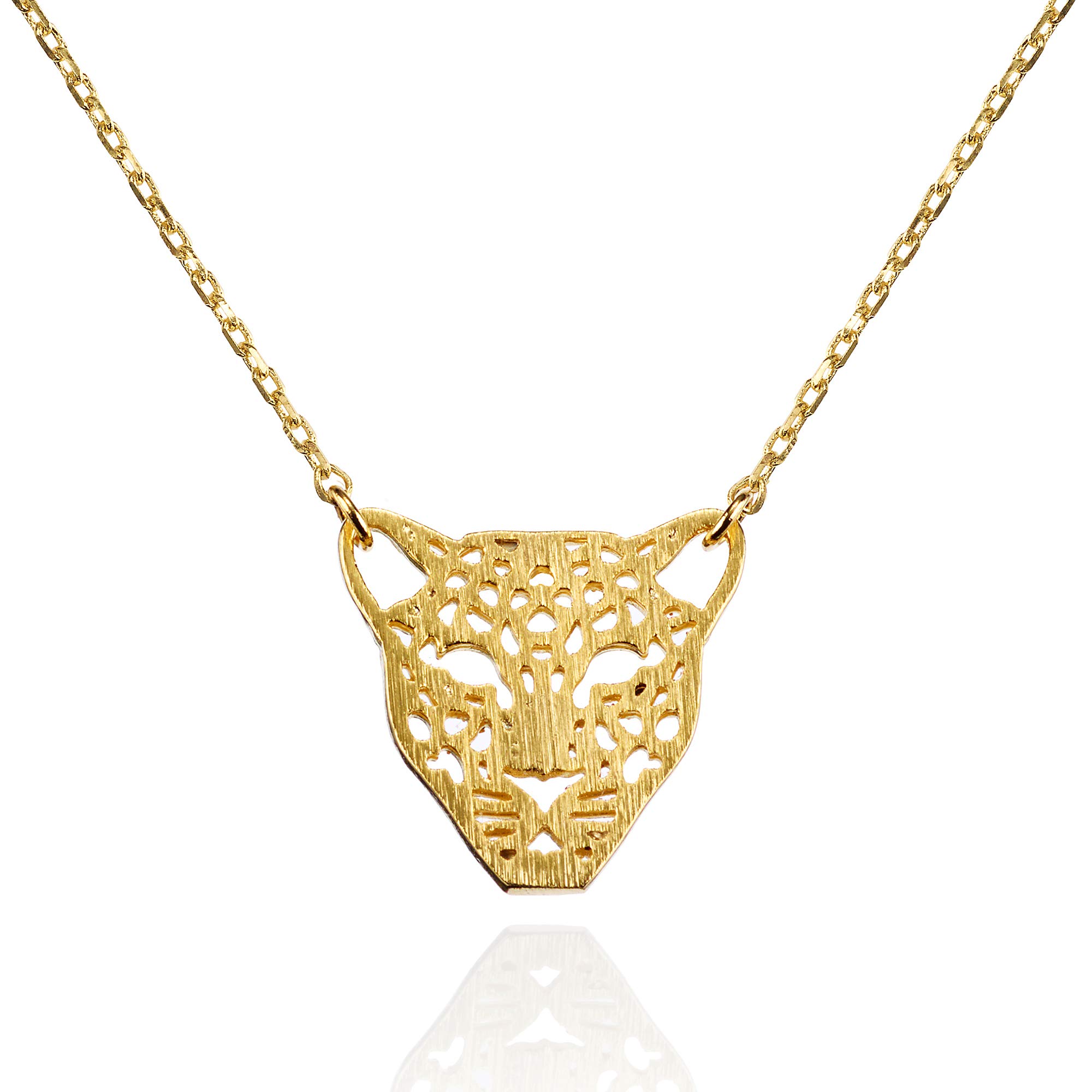 namana Panther Pendant Necklace. Brushed Finish Feline Necklace. Silver or Gold Pendant Necklace for Women with Gift Box.