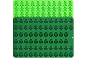 JOERSH Mini Christmas Molds Christmas Tree and Gingerbread Man Silicone Molds Nonstick for Hard Candy, Gummy, Caramels, Chocolate, Ganache, Ice Cubes, 146 Cavities