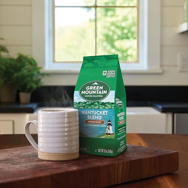 GREEN MOUNTAIN COFFEE ROASTERS, NANTUCKET BLEND, FAIR TRADE CERTIFIED, GROUND COFFEE, MEDIUM ROAST, BAGGED 12OZ.