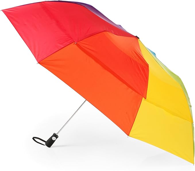 totes Stormbeater Rainbow Automatic Double Vented Folding Umbrella