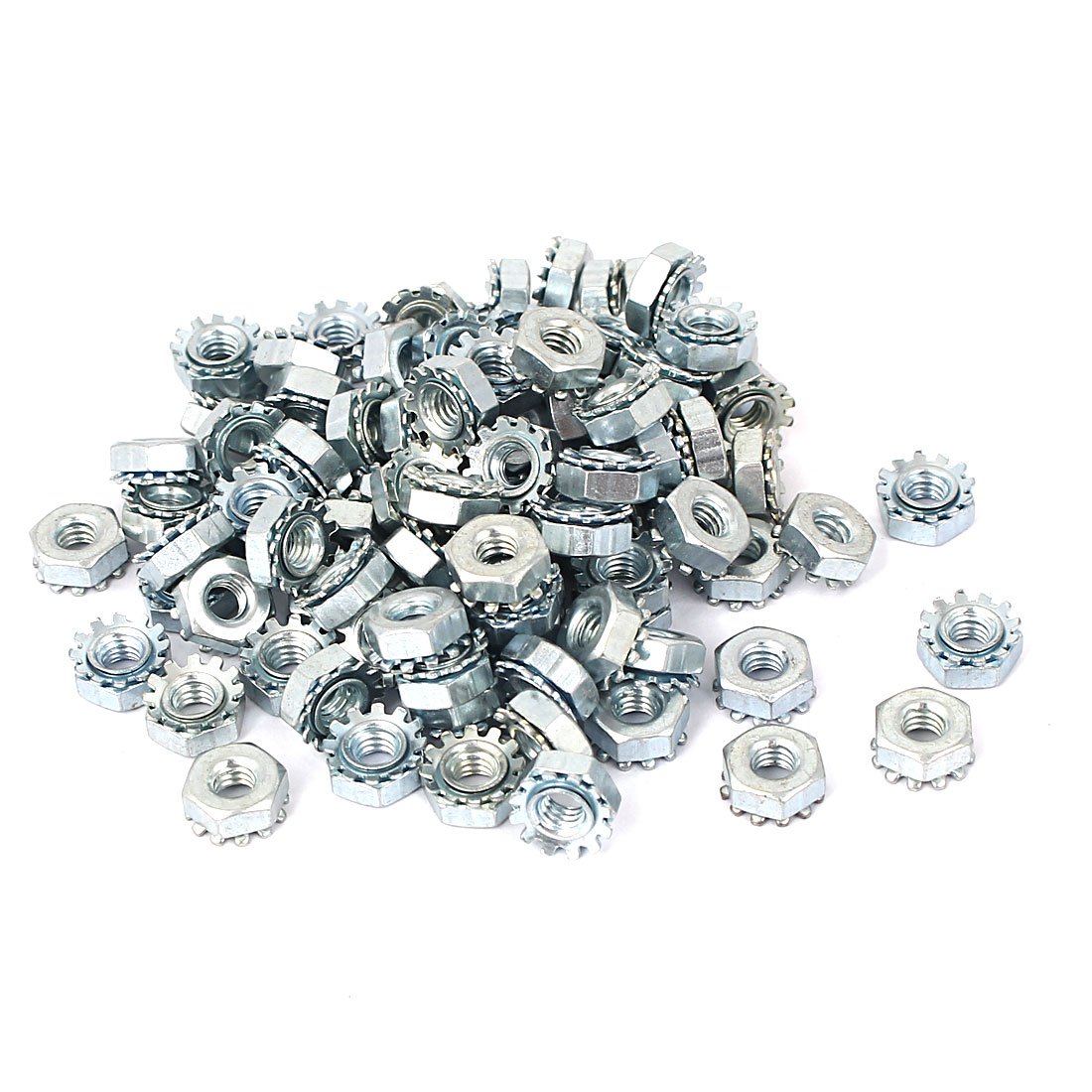 Sourcingmap 8#-32 Female Thread Zinc Plated Kep Hex Nut 100pcs — image 1