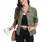 MISS MOLY Women's Denim Jacket Button Up Long Sleeve Basic Trendy Jean Jacket Coat with Pockets