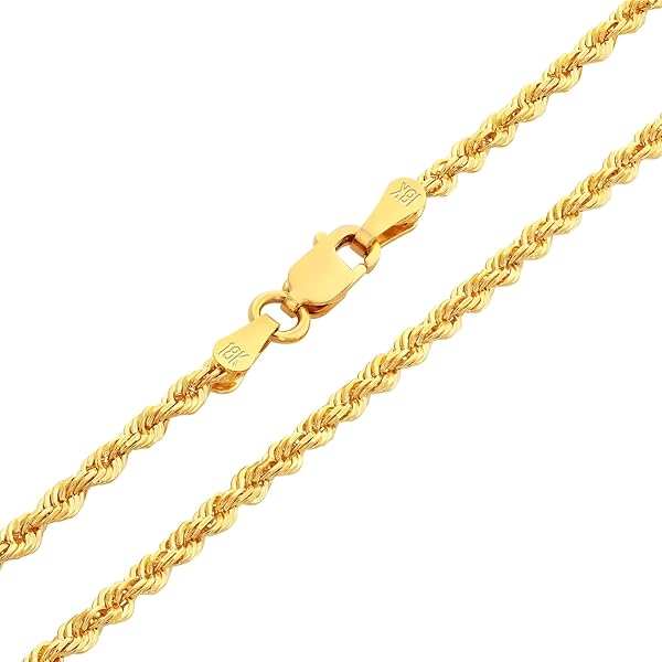 Amazon.com: Nuragold 10k Real Yellow Gold 2mm Rope Chain Diamond