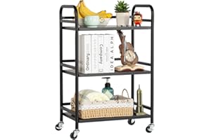 HDANI 3 Tier Rolling Cart Shelves,Heavy Duty Multifunctional Metal Frame-Supports 40 Lbs Per Tier,Rolling Cart with 2 Lockabl