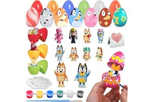 QUEENII Filled Easter Eggs with Surprise Toys Inside, Bluey Easter Basket Stuffers for Toddler, Easter Party Favors, Filled Easter Eggs Hunt, Easter Egg Fillers, Easter Decorations Gift for Kids-21 Pcs