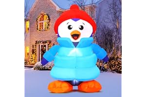 GOOSH 6 FT Christmas Inflatables Penguins Outdoor Decorations Blow Up Yard Penguins Wear Down Coats with Built-in LEDs for Xmas Holiday Party Indoor Garden Lawn Decor