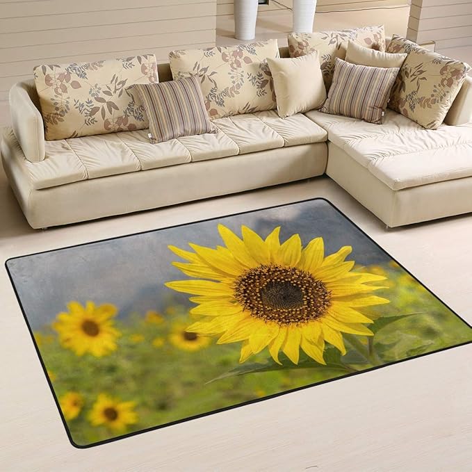 Beautiful Sunflowers Small Area Rugs 2x3 Colorful Modern
