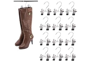 SUNTRADE 12PCS Double Adjustable Clips Boots Hangers,Space Saving Boots Socks Bags Hanging Clips Boot Holder Boot Organizer