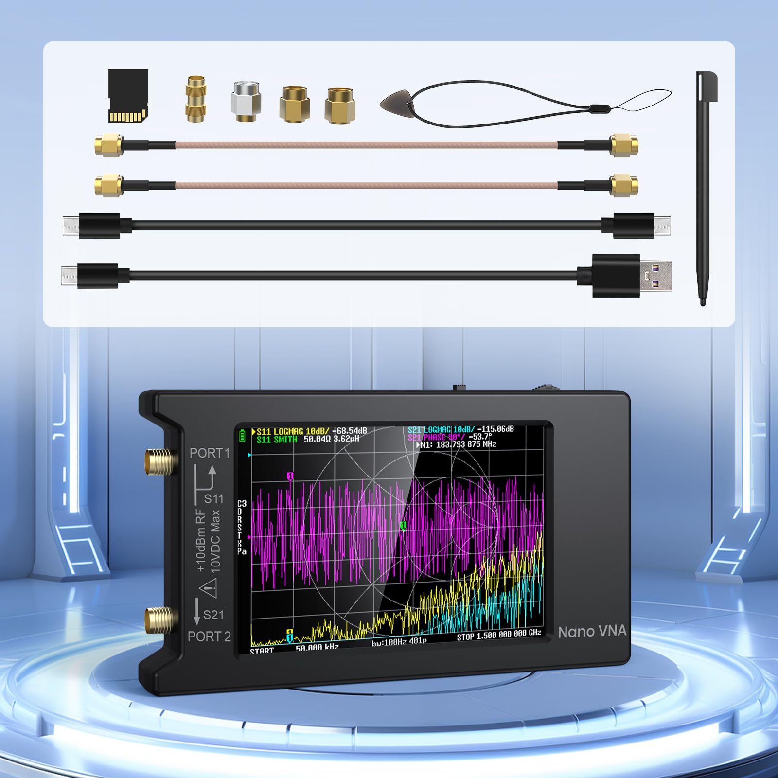 Upgraded Nanovna-h4 Vector Network Analyzer, Seesii Latest V4.3 10khz-1