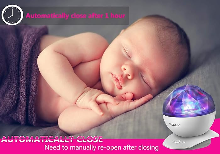 Image 5 - Aurora Night Light Projector Lights, Soaiy, 8 Changing Aurora and 360°Rotatable, 1h Auto closes , Built-in Speaker, for kids or Adults to Sleep Soothe, Insomniac and Anxious Relax, Party Lights-White
