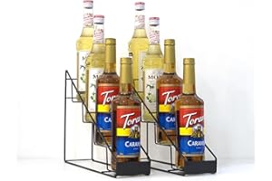 XG Glitter Coffee Syrup Stand ，compatible with 8 bottles 750ml of Torani and Monin syrup rack，Sturdy & Space-Saving，Coffee Station Organizer for Bar, Home kitchen, Office