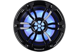 Rockville RM-PREMIUM102 Black Marine Boat 10" Subwoofer 1200W Dual 2 Ohm, Free Air Design, RGB LED Lighting, Polycarbonate Cone, for Boats and Marine Audio