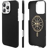 Foenor Aramid Fiber Case for iPhone 16 Pro Compatible with Magnetic iPhone 16 Pro Case,Ultra Slim & Lightwight,Kevlar 600D Aramid Weave with Caseless Feel Black/Grey (Twill)