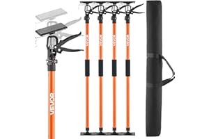 VEVOR Cabinet Jack Support Pole, 4-Pack, 45.7-114.2 Inch Steel Telescopic Quick Support Rod, Adjustable 3rd Hand System up to 154 lbs Capacity for Installing Cabinets, Lifting Drywall, Cargo Bars