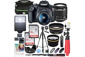 Canon EOS Rebel T7 DSLR Camera with EF-S 18-55mm f/3.5-5.6 is II Lens Plus Double Battery Tripod Cleaning Kit and Deco Gear Deluxe Case Accessory Bundle