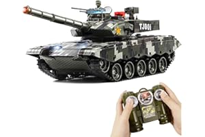 DBshoot 1/24 RC Tank, Chinese 99 Remote Control Tank & 330°Turret Rotation. 2.4Ghz Army Model Toys for Kids, Infrared Battle Toy with Smoke, LED Lights and Sound Effect Gift for Boys