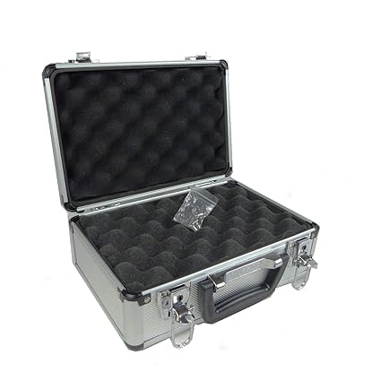 BUZE Aluminium Pistolenkoffer, Waffenkoffer Außenmaße 270X185X115mm Universalkoffer 2,7 Liter mit Schlösser und 2 Schlüsseln