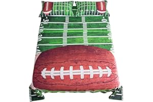 ADASMILE A & S Football Sheets Full Size for Boys American Football Fitted Sheets for Boys Kids Sports Bedding Set for Boys 4Pcs Rugby Bed Set Home Decor (1 Fitted Sheet+1 Flat Sheet+2 Pillowcases)