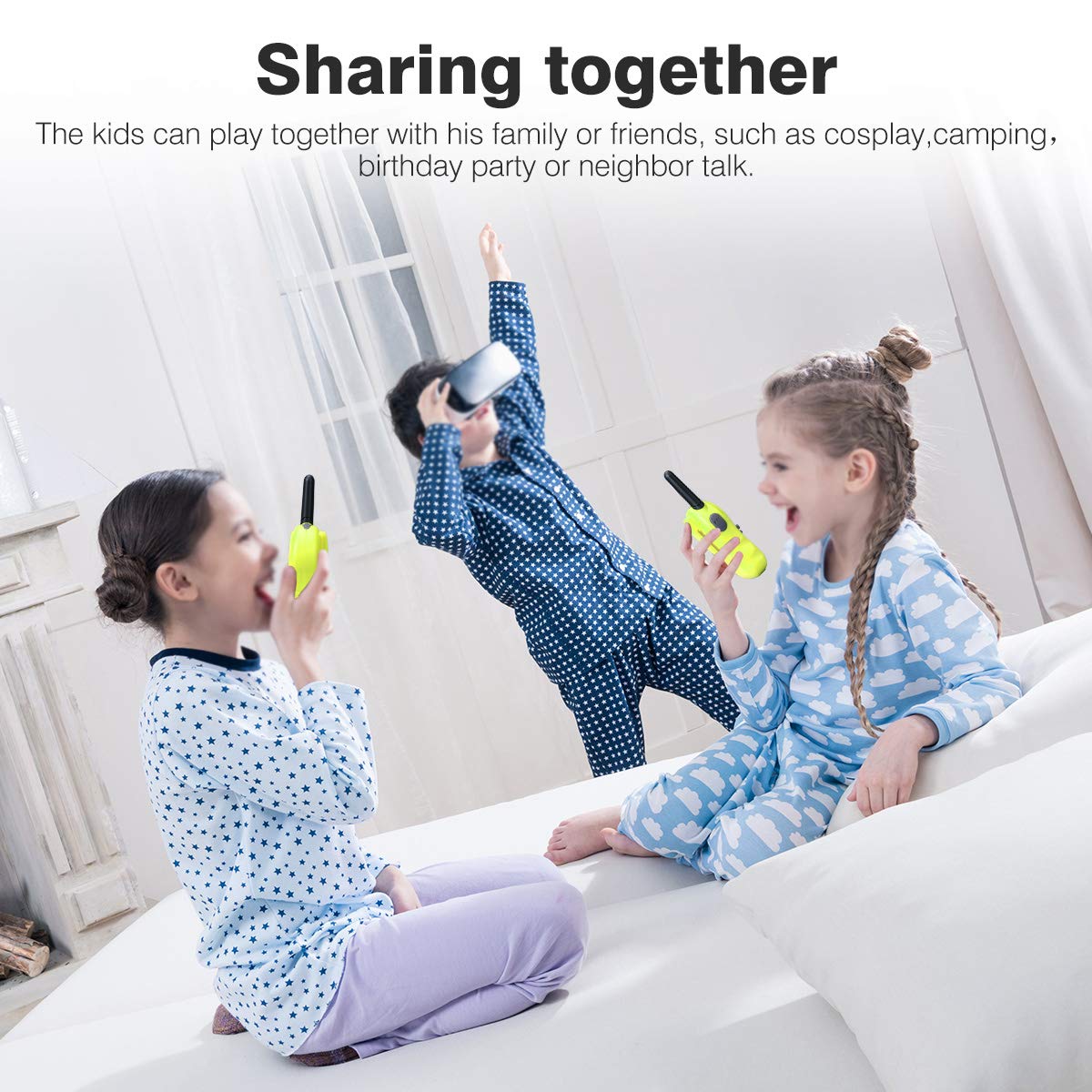 FLOUREON Ricetrasmittente 8 Canali 2 x Walkie Talkies PMR446MHZ per Bambini 2 Way Radio Interphone PortatileFino a 3300 Metri / 2 Miglia, Verde