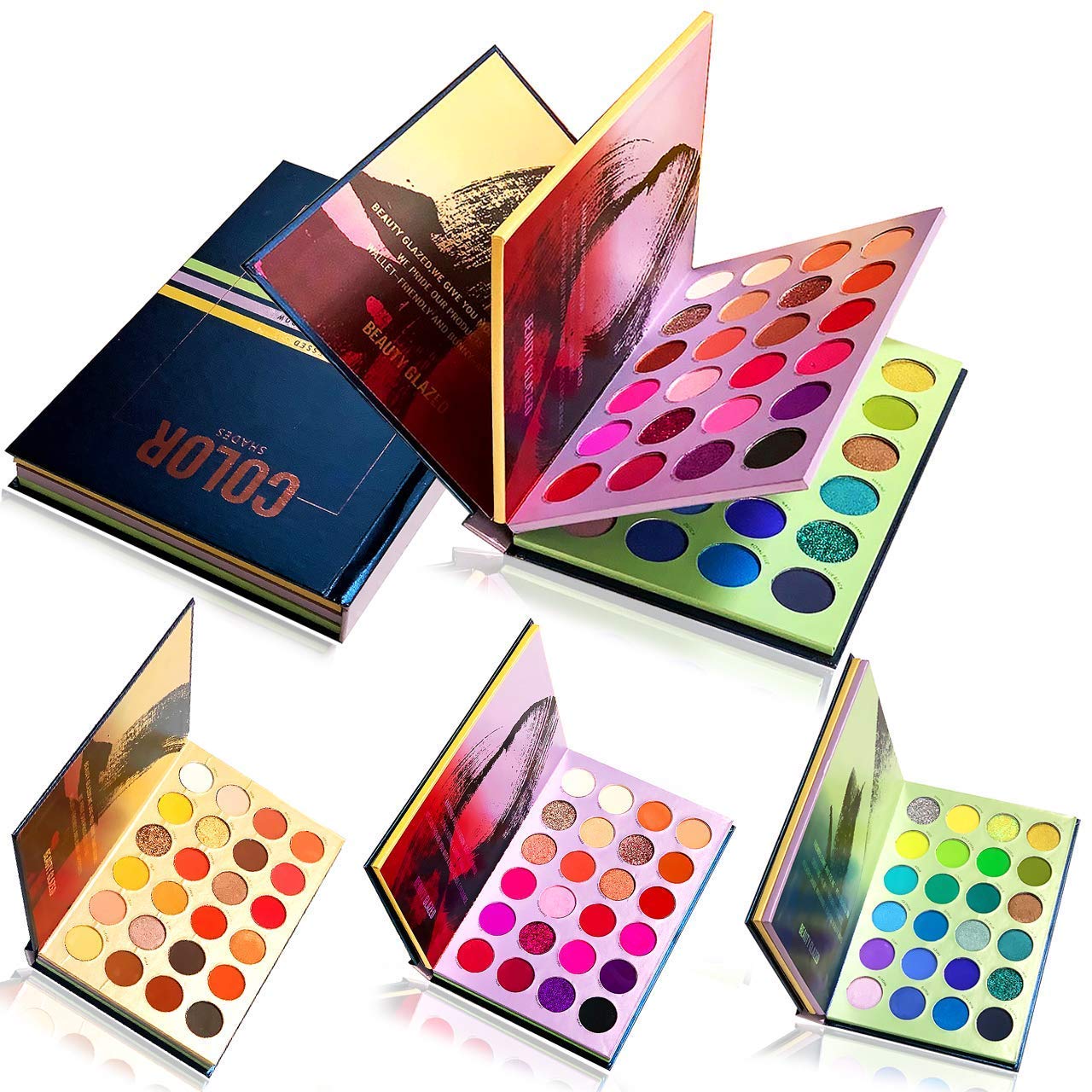 Beauty Glazed 72 Color Press Eyeshadow Palette Book Shadow Palette Glitter Matte Shimmer Natural Highly Pigmented Professional Eye Shadow Powder Long Lasting Waterproof Make Up Palette
