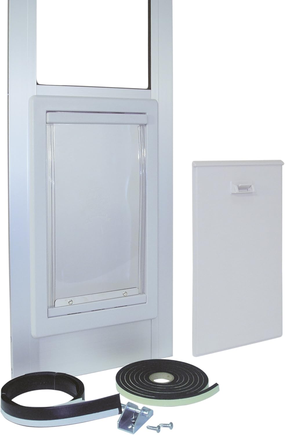 Ideal Pet Products Aluminum Modular Patio Pet Door, White, Medium, 7" x 11.25" Flap Size : Doggy Door For Sliding Glass Door : Pet Supplies