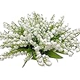 LebriTamFa Artificial Lily of The Valley Flowers Arrangement Bundle for Wedding Bouquet Home Decor Garden Decoration White Wedding Artificial Flowers (White, 12)