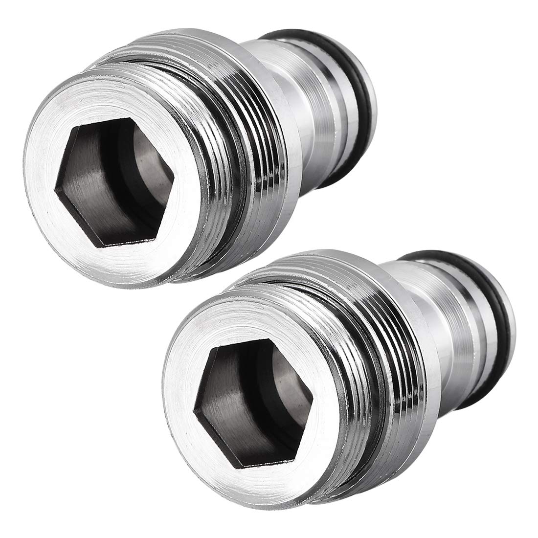 sourcing map Garden Hose Quick Connect Nickel-plated Water Hose Fitting Connectors M22 Male Threaded Adapter 2pcs