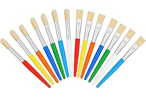 REGUICORP 14 Pcs Paint Brushes for Kids, Round and Flat Kids Paint Brushes, Easy Hold and Clean Toddler Paint Brushes, Bristle Craft Paint Brushes for Acrylic Oil Watercolor Washable Paint