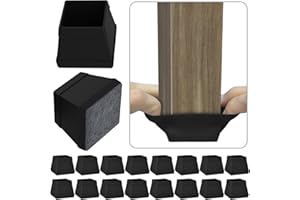 JLKDQ 16 Pcs Square Chair Leg Protectors for Hardwood Floors, Silicone Felt Furniture Pads Non Slip,Free Moving Table Leg Covers,Chair Protectors for Wooden Floors. Black