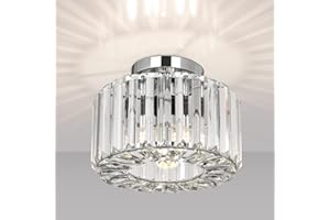 Crystal Ceiling Light - Small Crystal Chandelier Semi Flush Mount Ceiling Light Fixture Modern Lights for Hallway Bathroom Ki
