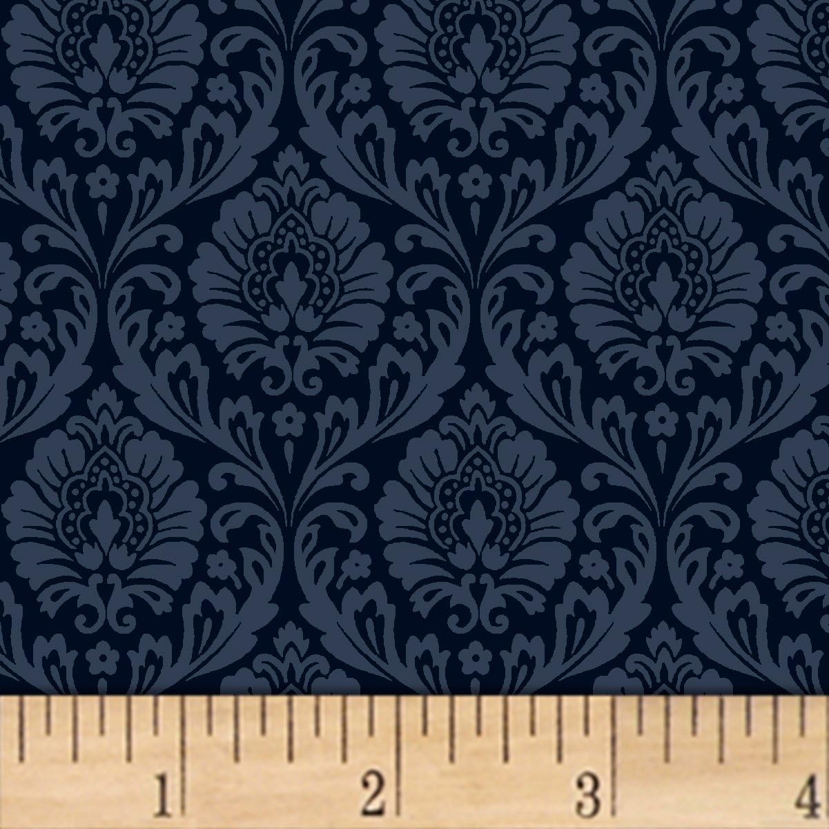 Windham Fabrics Love From Paris Damask Navy Fabric by the Yard