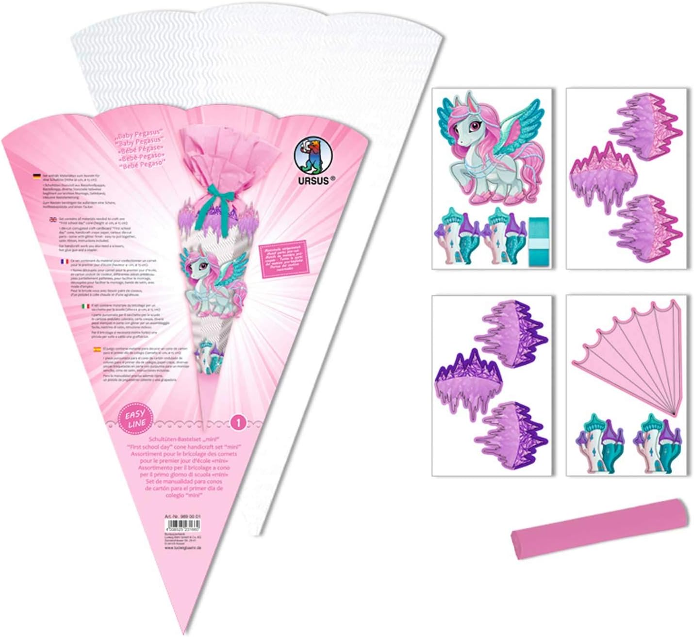 Ursus Easy Line Pegasus 9890001 School Cone Craft Set, 6 Square, Height Approx. 41 cm, Diameter Approx. 15 cm - Image 3