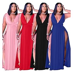 Women's Off Shoulder Casual Long Sleeve Split Maxi