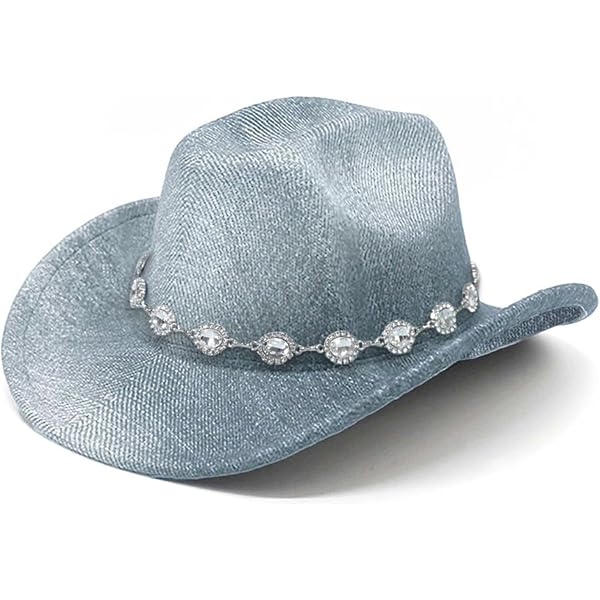 Bullhide Denim Cowboy Hat Women’s L Silver Wings Blue Bullhide Silver Wings Womens Denim Cowgirl Hat Style 2828 main image 4