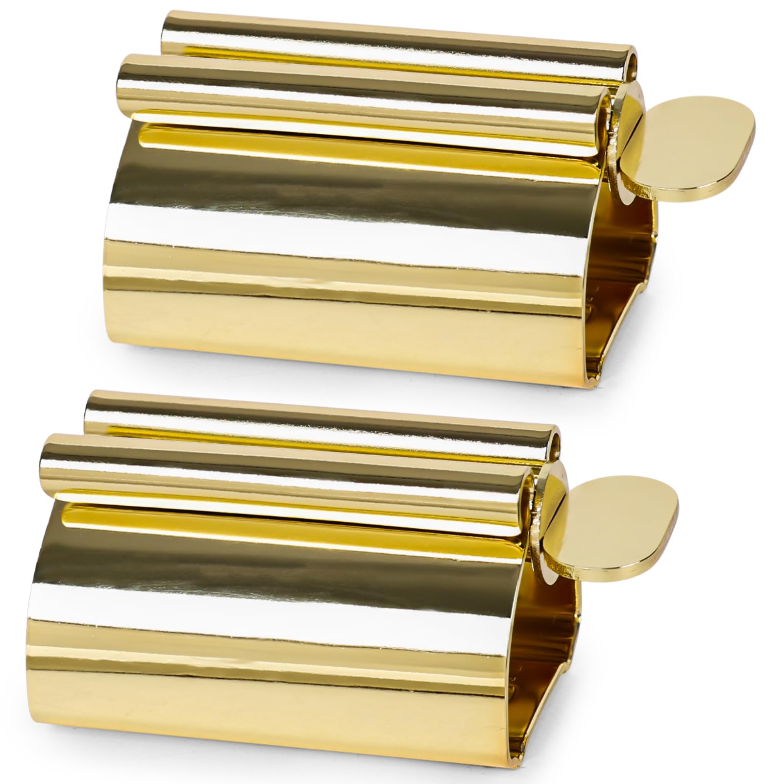 Photo 1 of LOVEINUSA 2PCS Toothpaste Squeezers, Toothpaste Tube Squeezer Gold Metal Toothpaste Dispenser Stainless Steel Toothpaste Squeezer Tube Roller Toothpaste Holder