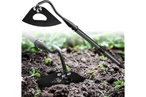 JAOTREL Hardened Hollow Hoe with Long Handle 48 inch Heavy Duty Garden Hoe Tool - Ergonomic Weeding Tool for Lawn, Yard & Farm, Rust-Resistant Steel with Comfort Grip, Easy Adjust & Storage