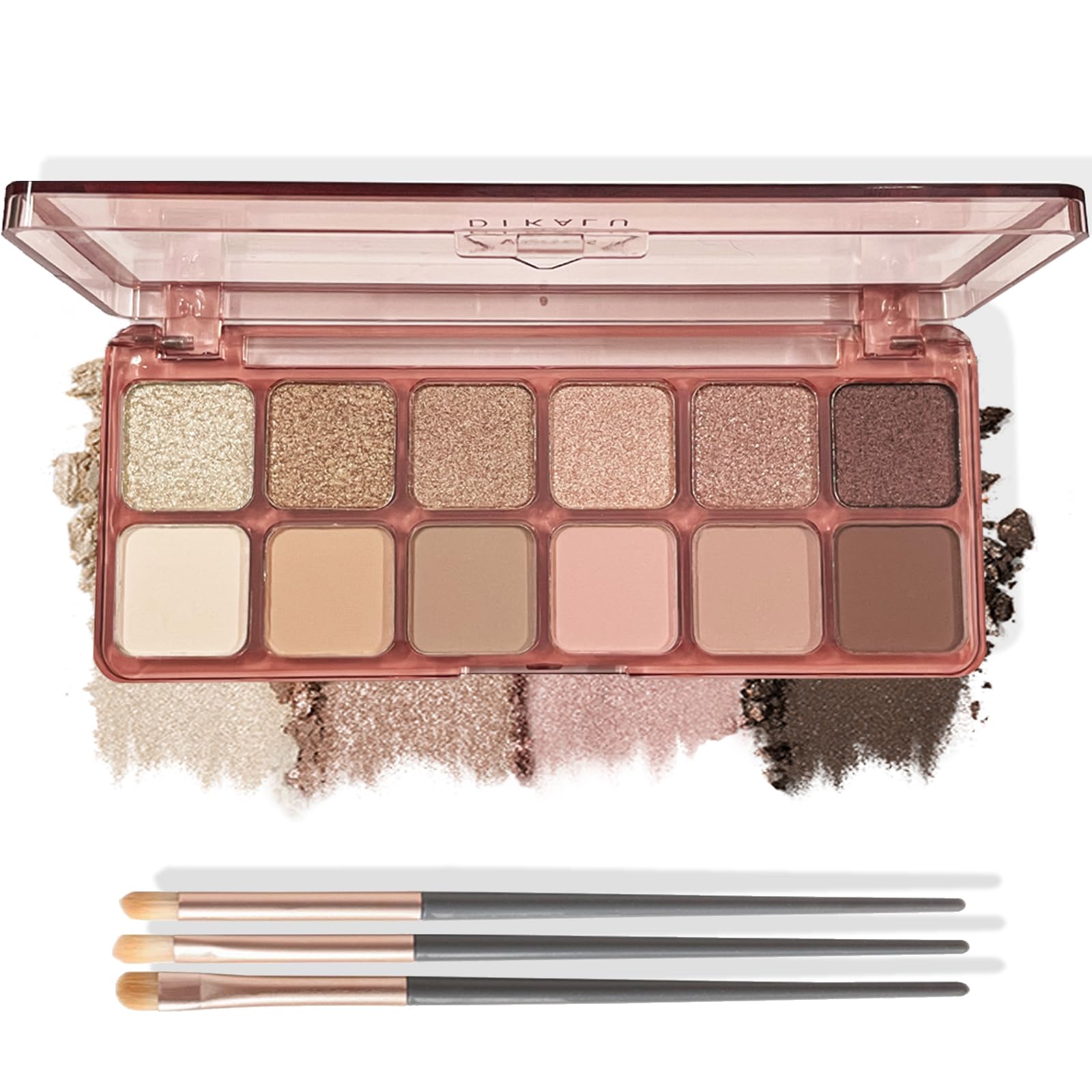 Eyeshadow Palette, Glitter Matte Eye Shadow Pallets for Women, Brown Nude Pink Long Lasting Eye Shadows Palettes, Waterproof Highly Pigmented Natural Look 12 Colours for Eye Makeup