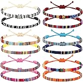 12 Pcs Boho Surfer Bracelets for Men Women Unisex Handmade Braided Bracelet Adjustable Surfer Ankle Waterproof Summer Beach Bracelet String Rope Jewelry for Festival Accessories