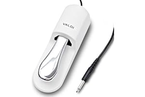 VALDI BP-3 Sustain Pedal - Universal Pedal for Keyboard Piano, Digital Pianos, MIDI Keyboards & Synths - Conversion Switch for All Brands - 1/4'' Jack, Anti-Slip Design, Extended Cable (WHITE)