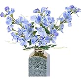 mizii 3Pcs Blue Artificial Butterfly Pea Flower 25" Fake Silk Flowers with Stem Faux Flowers Bouquet for Vase Table Centerpieces Arrangements Home Decor Wedding Decorations (Blue)