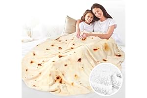 OEAGO Tortilla Blankets Sherpa Funny Gifts for Teen Girls Teenage Kids Double Sided White Elephant Gifts for Adults Throw 480 GSM Flannel Christmas Stocking Stuffers/Birthday (Beige Sherpa,71in)